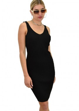 Potre OR - Γυναικείο εφαρμοστό φόρεμα με διακοσμητικό σχέδιο Μαύρο 11301