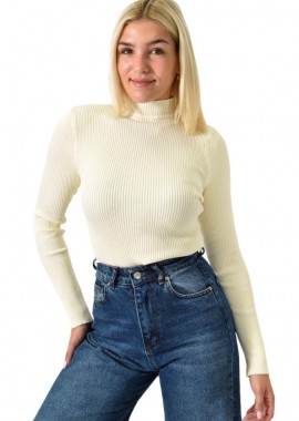 Potre OR - Πλεκτό τοπ με ψηλό λαιμό Εκρού 25950