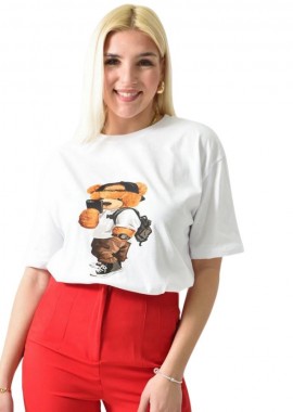 Potre OR - Γυναικείο T-shirt με σχέδιο αρκουδάκι Λευκό 26280