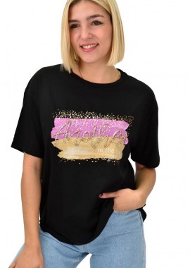 Potre OR - Γυναικείο T-shirt με σχέδιο Μαύρο 22271