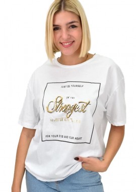 Potre OR - Γυναικείο T-shirt με σχέδιο Λευκό 22264