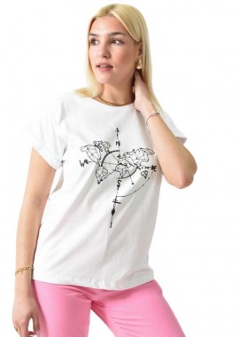 First Woman - T-shirt με τύπωμα Λευκό 26202