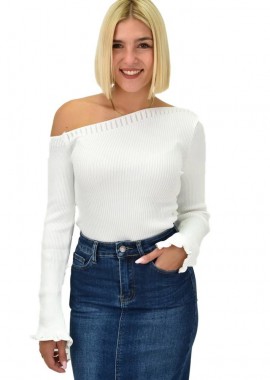 Potre OR - Γυναικείο τοπ με άνοιγμα στον ώμο Λευκό 21828