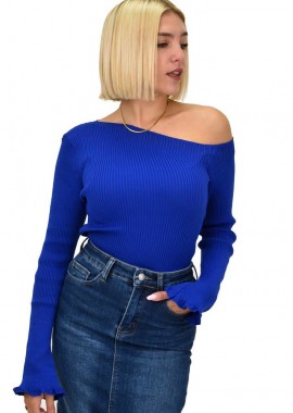 Potre OR - Γυναικείο τοπ με άνοιγμα στον ώμο Μπλε Ρουά 21827