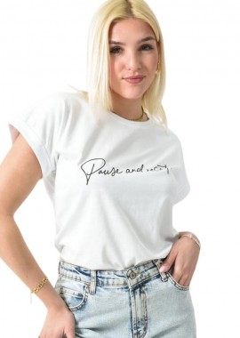 First Woman - T-shirt με τύπωμα Λευκό 26199