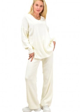 Potre OR - Γυναικείο πλεκτό σετ με V λαιμόκοψη Λευκό 22927