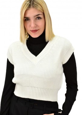 Potre OR - Γυναικεία καζάκα crop Εκρού 9074