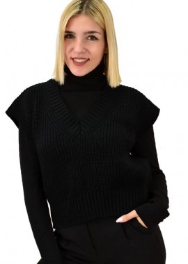 Potre OR - Γυναικεία καζάκα crop Μαύρο 9075