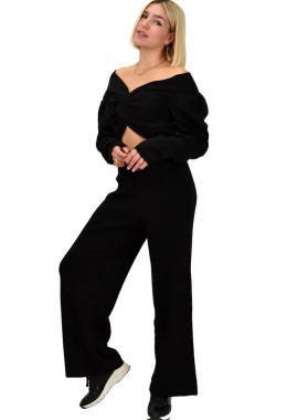 Potre OR - Γυναικείο πλεκτό σετ μακρυμάνικο Μαύρο 12541