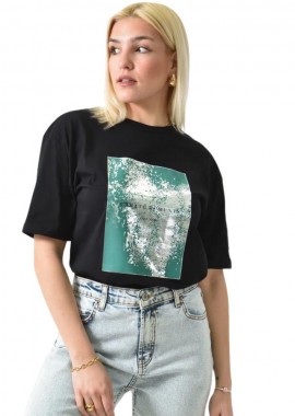 Potre OR - Γυναικείο T-shirt με στάμπα Μαύρο 26270