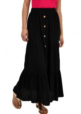 Potre OR - Γυναικεία maxi φούστα με διακοσμητικά κουμπιά Μαύρο 19992