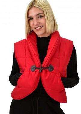 Potre OR - Γυναικείο αμάνικο μπουφάν μοντγκόμερι Κόκκινο 12765