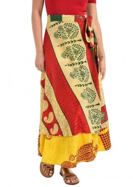 Potre OR - Μακριά Φούστα Boho με Εμπριμέ Σχέδια Κόκκινο 26971