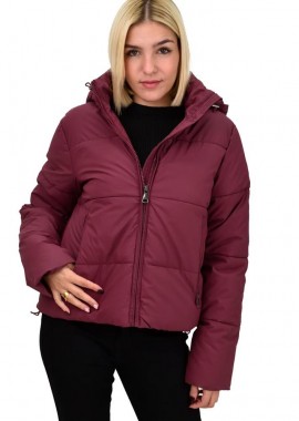 Potre OR - Γυναικείο μπουφάν με τσέπες και κουκούλα Μπορντώ 22299
