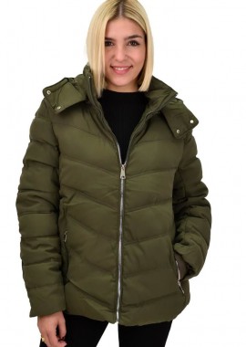 Potre OR - Γυναικείο μπουφάν με μεταλλικό φερμουάρ Χακί 22310