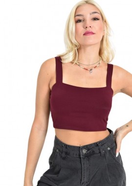 Potre OR - Crop Top με Φαρδιές Τιράντες Μπορντώ 26994