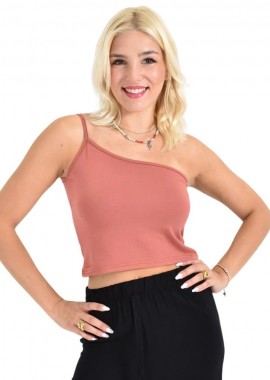 Potre OR - Ασύμμετρο Crop Top με Μία Τιράντα Σάπιο μήλο 26996