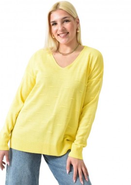 Potre OR - Πλεκτή μπλούζα oversized με 3d σχέδιο Κίτρινο 26238