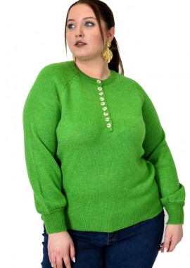 Potre OR - Γυναικείο πλεκτό με κουμπιά Πράσινο 22957