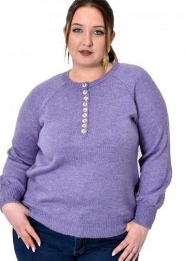 Potre OR - Γυναικείο πλεκτό με κουμπιά Λιλά 22949
