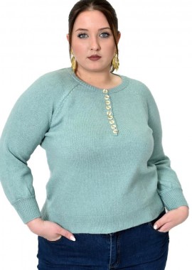 Potre OR - Γυναικείο πλεκτό με κουμπιά Φυστικί 22951