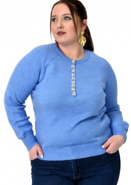 Potre OR - Γυναικείο πλεκτό με κουμπιά Μπλε 22948