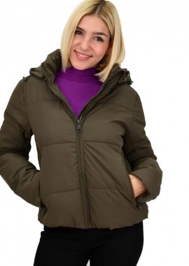 Potre OR - Γυναικείο μπουφάν με τσέπες και κουκούλα Χακί 22296