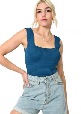 Potre OR - Γυναικείο τοπ με ανάγλυφο σχέδιο Πετρόλ 23324