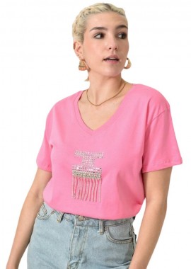 Potre OR - T-shirt με στρας Ροζ 24152