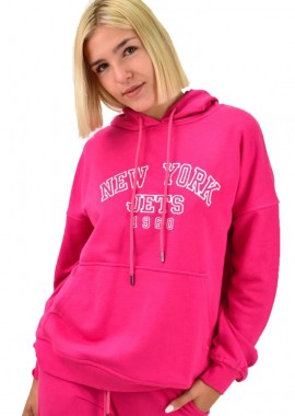 Potre OR - Φούτερ με κουκούλα και κέντημα NEW YORK Φούξια 17566