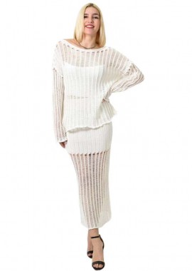 Potre OR - Διάτρητο πλεκτό βαμβακερό σετ Λευκό 23542