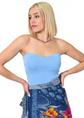 Potre OR - Γυναικείο top στράπλες Γαλάζιο 23977