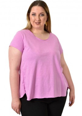 First Woman - Ασύμμετρο Κοντομάνικο Μπλουζάκι Ροζ 24417