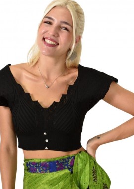 Potre OR - Πλεκτό τοπ με στρας Μαύρο 23793