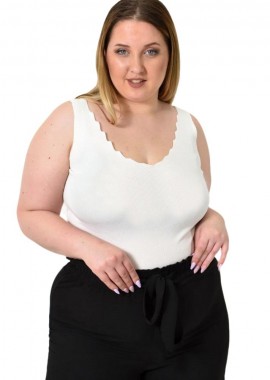 Potre OR - Γυναικείο Plus Size πλεκτό τοπ Λευκό 24364