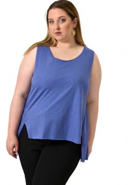 Potre OR - Αμάνικο Μπλουζάκι με Πλαϊνά Σκισίματα Μωβ 24374