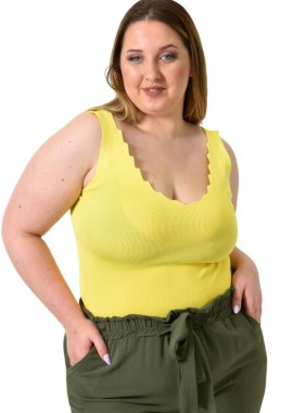 Potre OR - Γυναικείο Plus Size πλεκτό τοπ Κίτρινο 24353