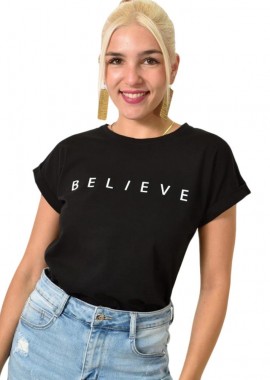 Potre OR - Γυναικείο T-shirt BELIEVE Μαύρο 15290