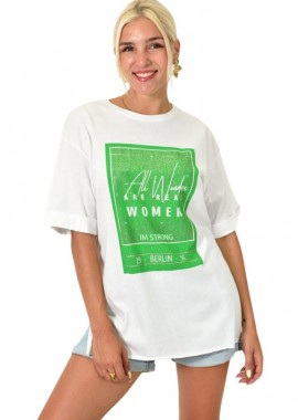 Potre OR - Γυναικείο T-shirt με τύπωμα και στρας Λευκό 25508