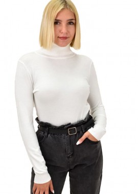 Potre OR - Πλεκτή μπλούζα basic ζιβάγκο Λευκό 17726