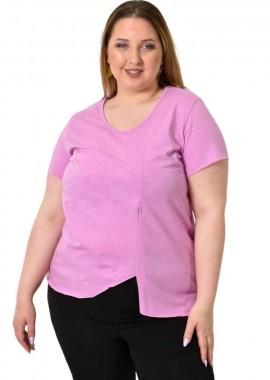 First Woman - Ασύμμετρο Κοντομάνικο Μπλουζάκι Ροζ 24383