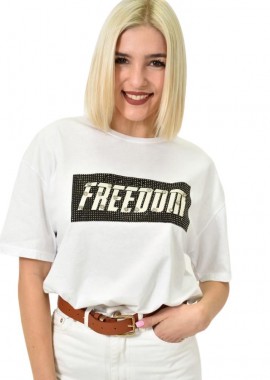 Potre OR - Γυναικείο T-shirt με σχέδιο Freedom Λευκό 23141