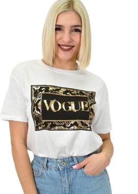Potre OR - Γυναικείο T-shirt με σχέδιο Vogue Λευκό 23133