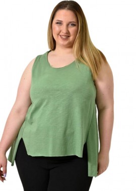 Potre OR - Αμάνικο Μπλουζάκι με Πλαϊνά Σκισίματα Φυστικί 24369