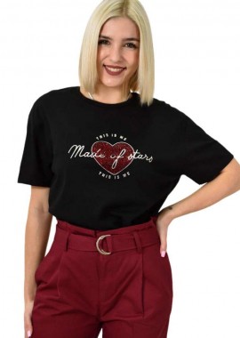 Potre OR - Γυναικείο T-shirt με σχέδιο Made of stars Μαύρο 23178
