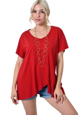 First Woman - Ασύμμετρο Κοντομάνικο Μπλουζάκι Κόκκινο 24559