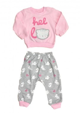 Potre OR - Βρεφικό σετ φόρμας με σχέδιο HELLO Ροζ 17146