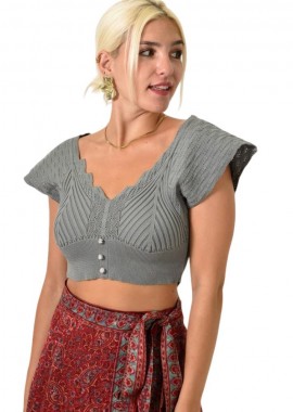 Potre OR - Πλεκτό τοπ με στρας Γκρι 25519