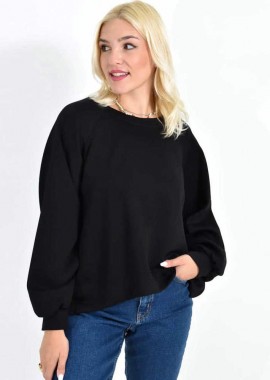 Potre OR - Γυναικεία Φούτερ Μπλούζα με Balloon Μανίκια Μαύρο 27073