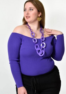 Potre OR - Γυναικείο Plus top με έξω ώμους Μωβ 21977